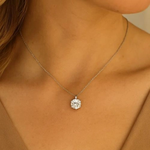 Natural Round Diamond Solitaire Bracelet Side View in 14K White Gold