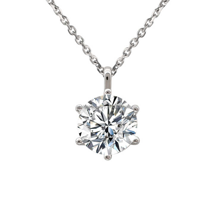 0.2 Ct Lab Grown Diamond Round Cut Rubina Solitaire Pendant in Silver 925