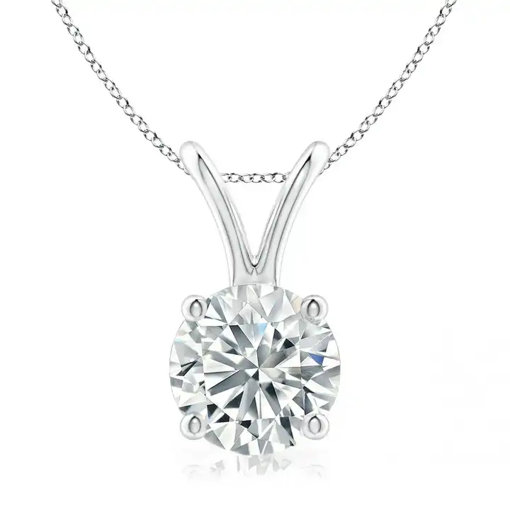 Divue Natural Diamond White Gold Solitaire Pendant Necklace