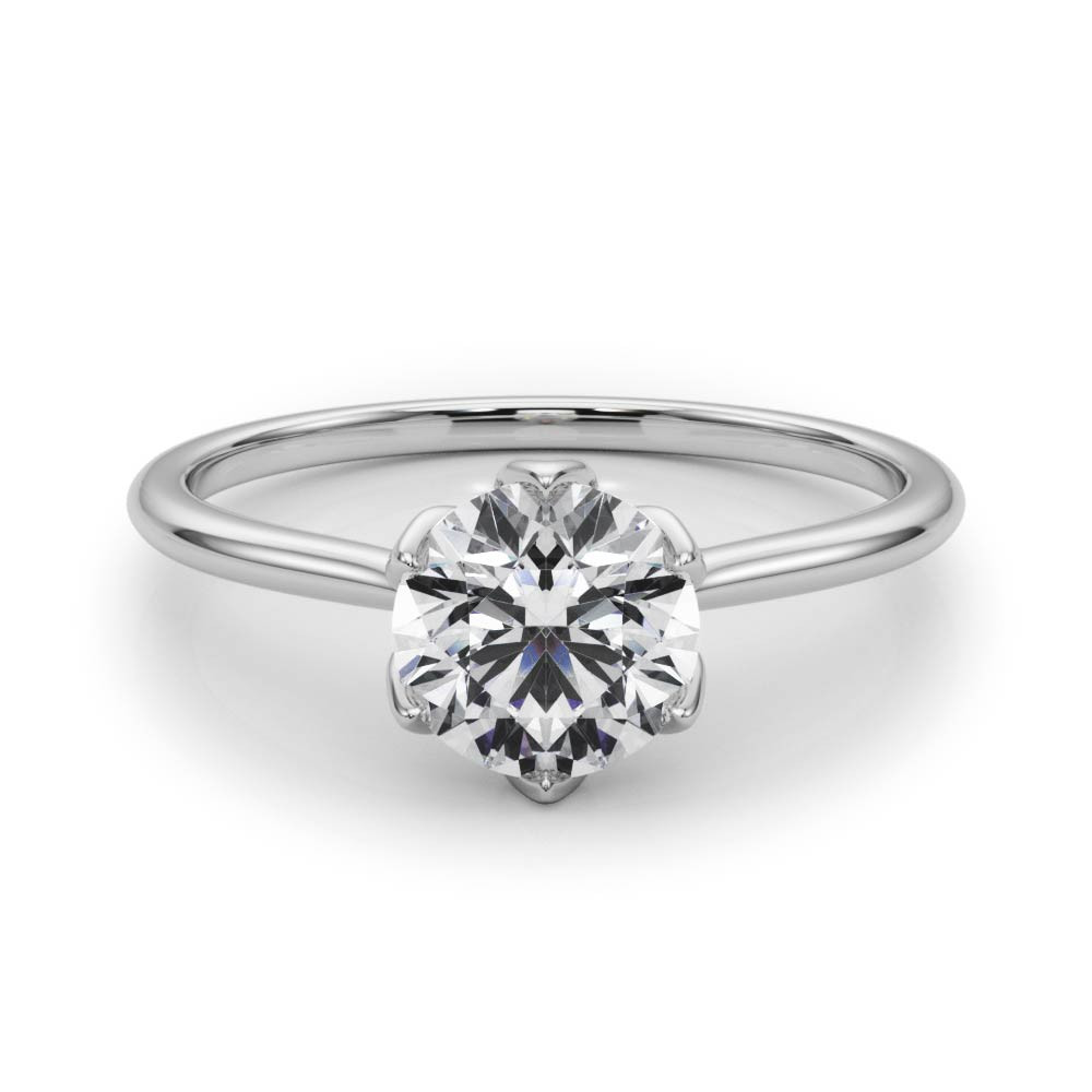 0.2 Ct Lab-Created Diamond Round Cut Maebry Classic Solitaire Engagement Rings in Silver 925