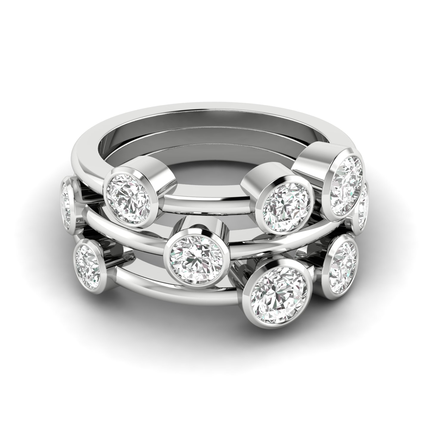 2 Ct Lab-Created Round Cut Vincella  Diamond Cluster Engagement Rings in Silver 925