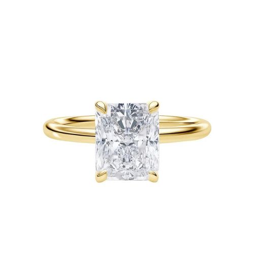 Andrinala Lab Grown Diamond Yellow Gold 4 Prong Classic Solitaire Engagement Ring