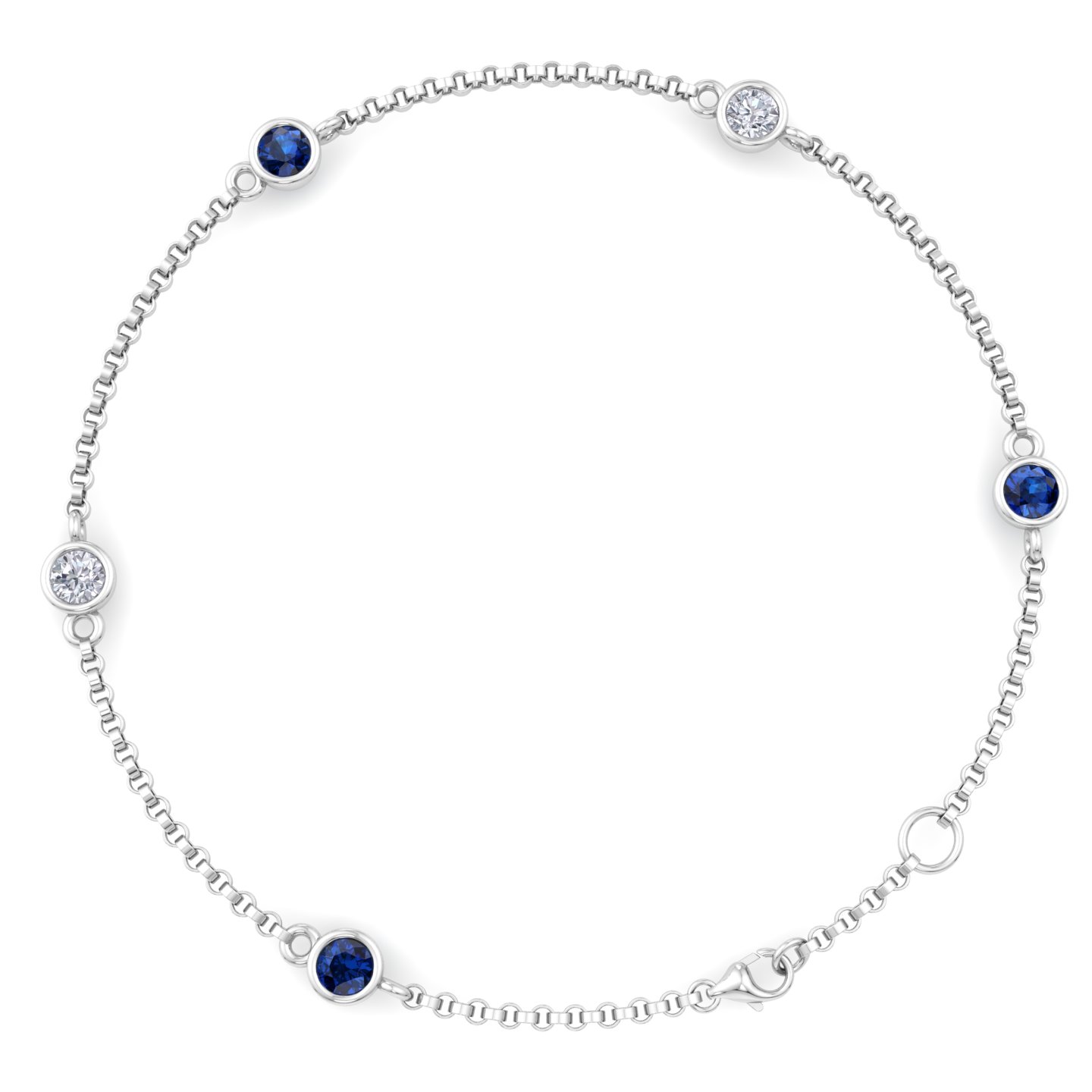 Greta Royal Blue Sapphire and Diamond Chain Bracelet