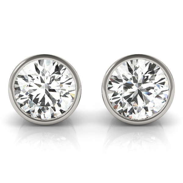 Maisie Round Diamond Bezel Set Stud Diamond Earrings