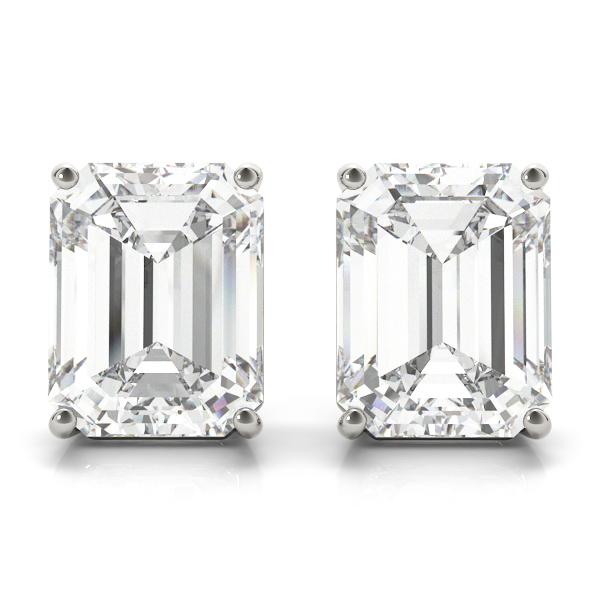 Nancy Emerald Cut Diamond Prong Set Stud Diamond Earrings
