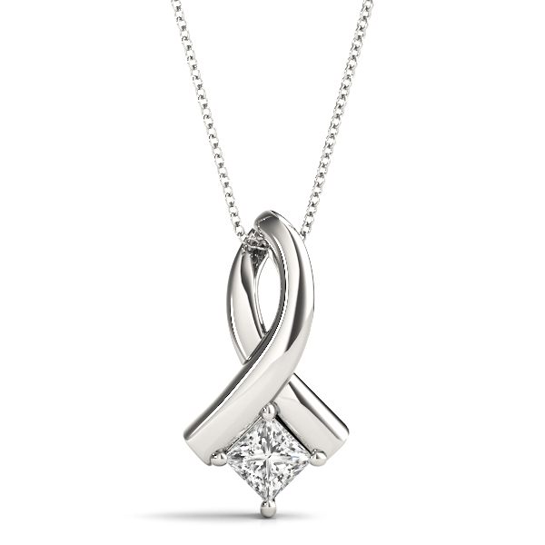 Elvie Princess Cut Prong Set Solitaire Pendant Necklace