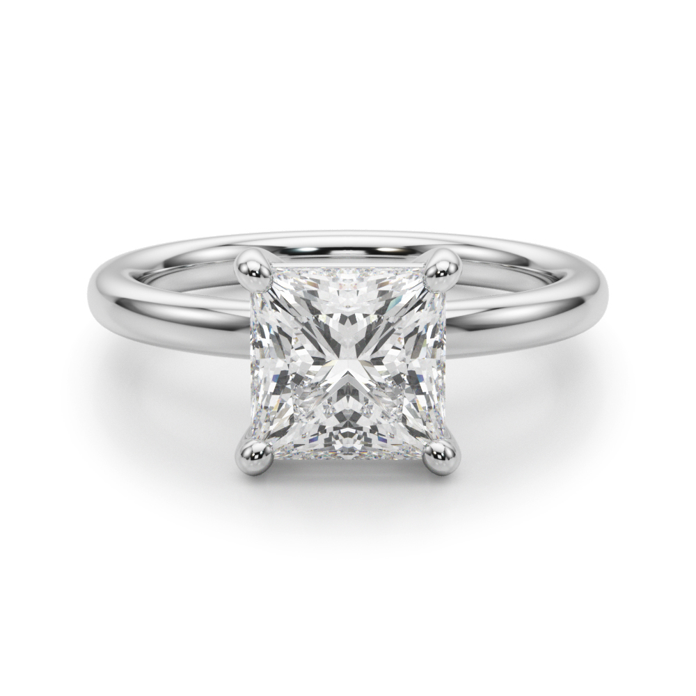 Flora 4 Prong Set Princess Cut Classic Solitaire Diamond Ring