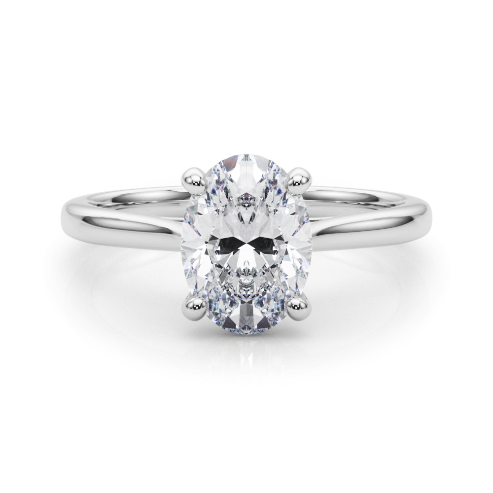 Cleo 4 Prong Set Oval Cut Solitaire Diamond Ring