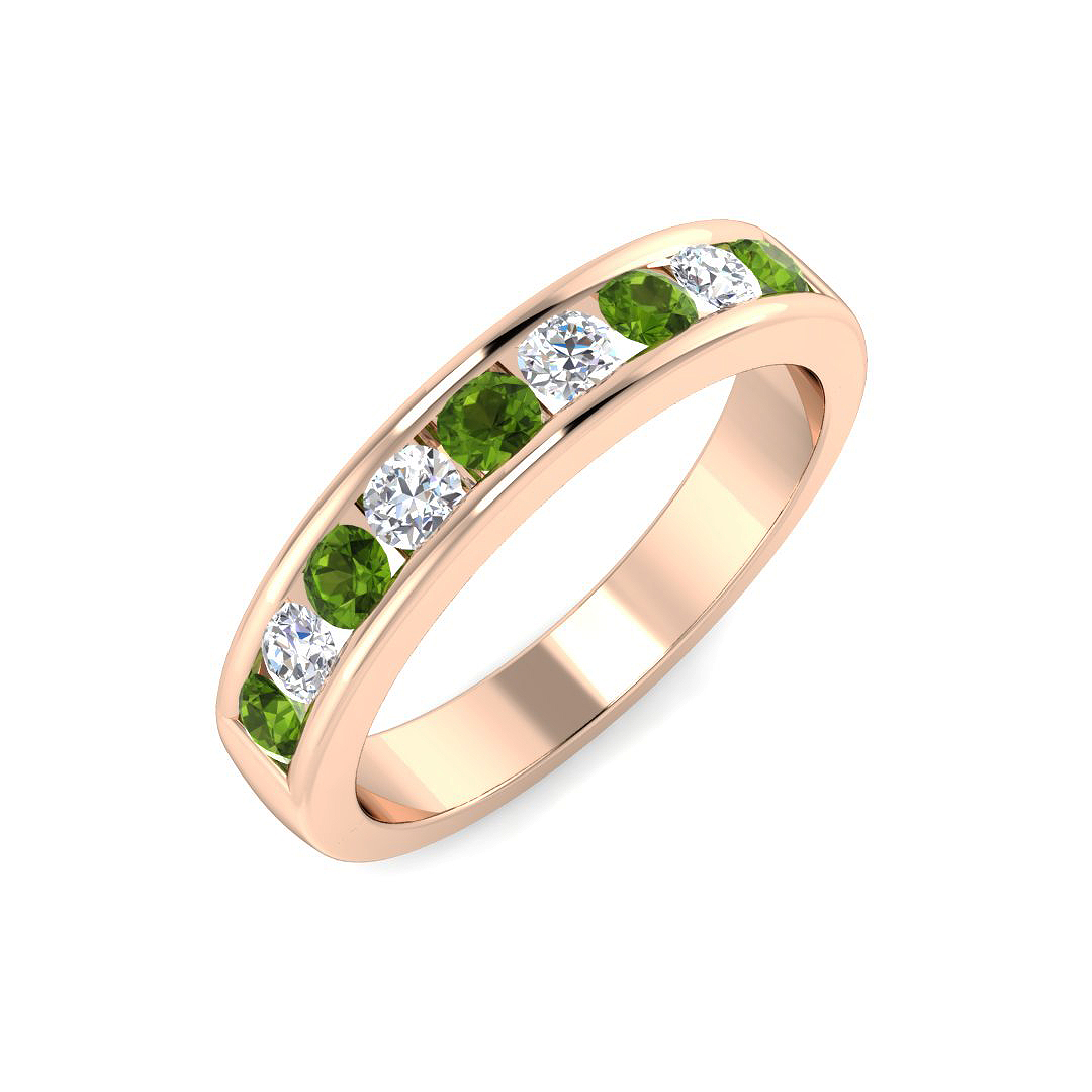 Amarna Peridot Channel Set  Diamond Ring