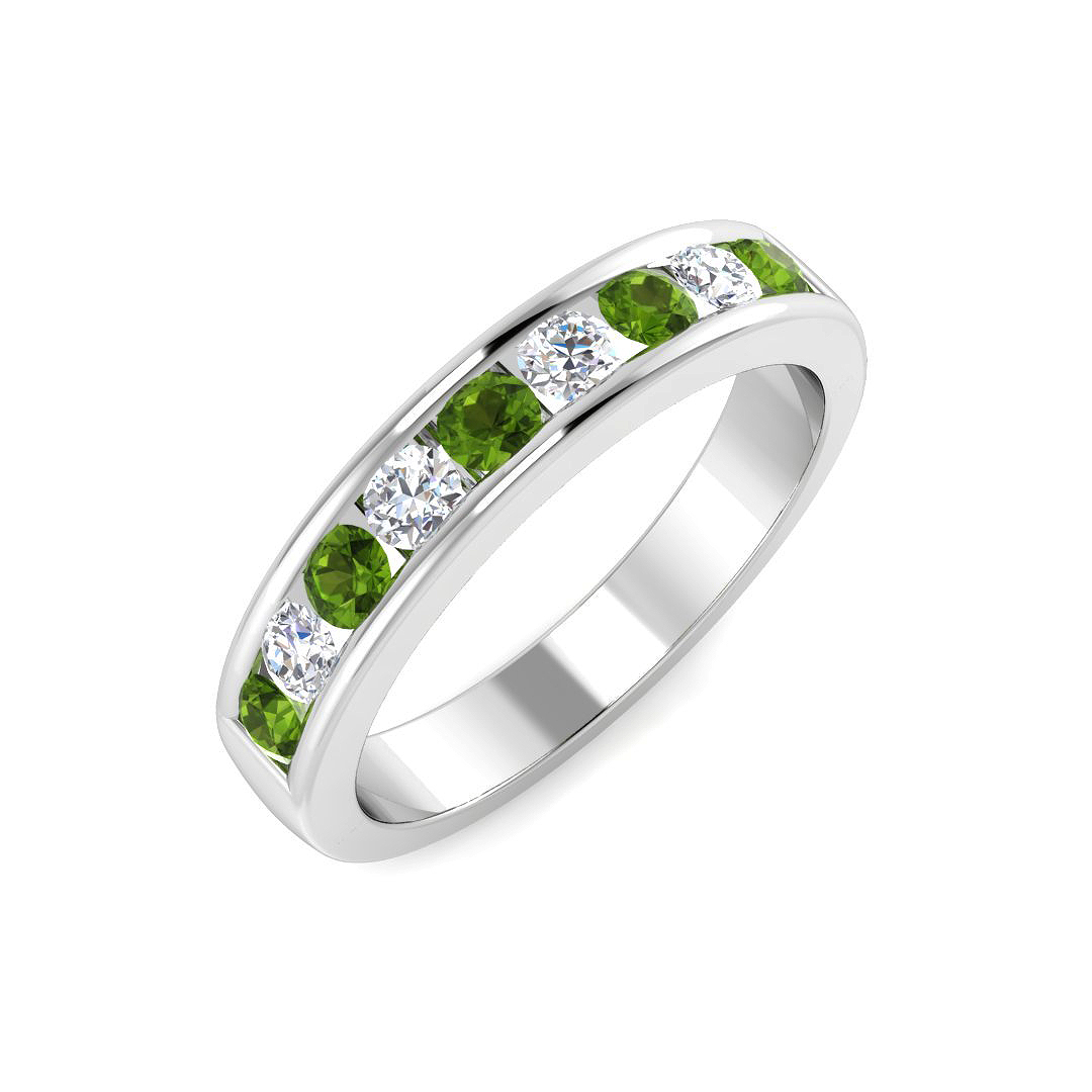 Amarna Peridot Channel Set  Diamond Ring