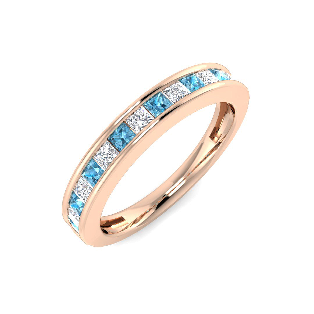 Rhola Blue Topaz Channel  Engagement Ring
