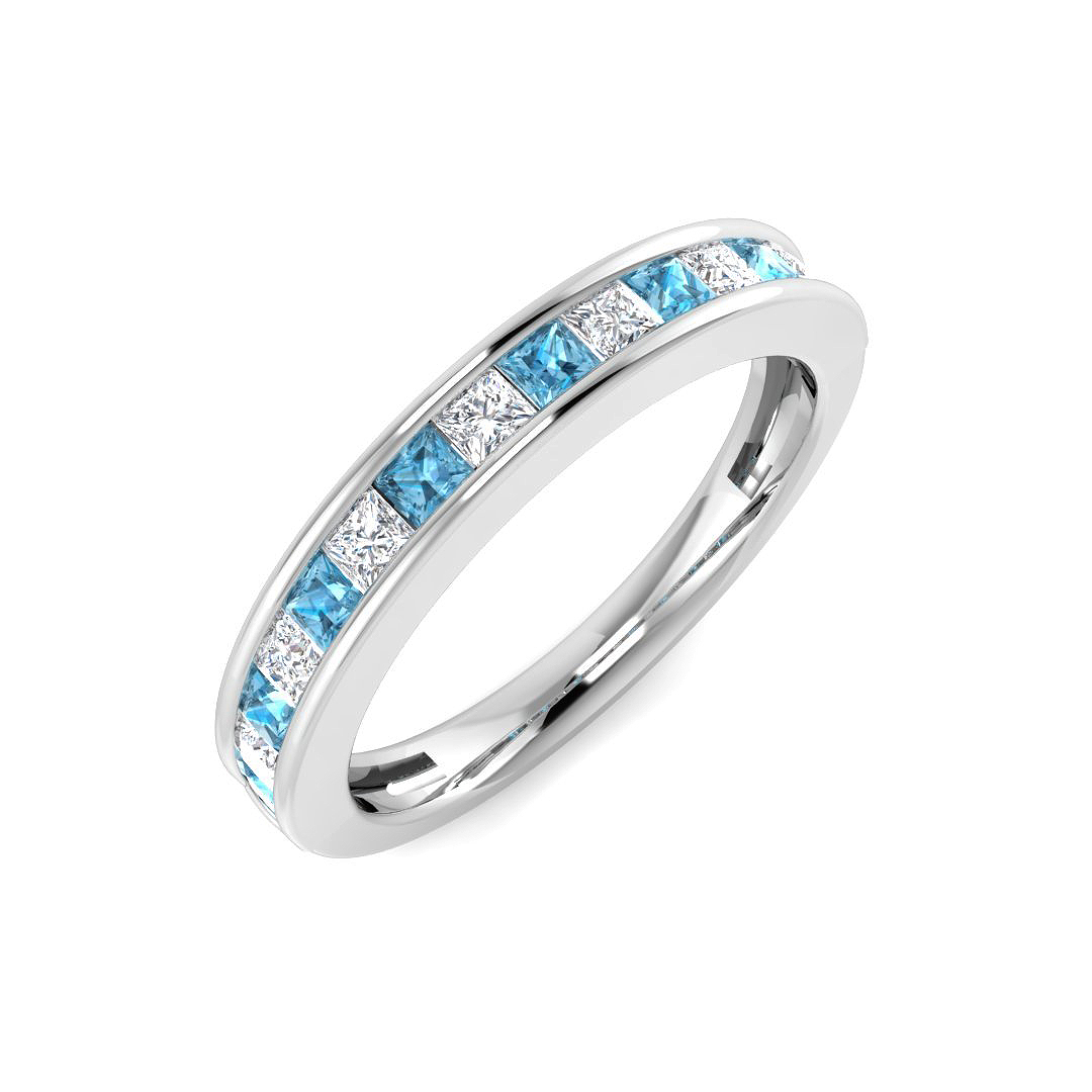 Rhola Blue Topaz Channel  Engagement Ring