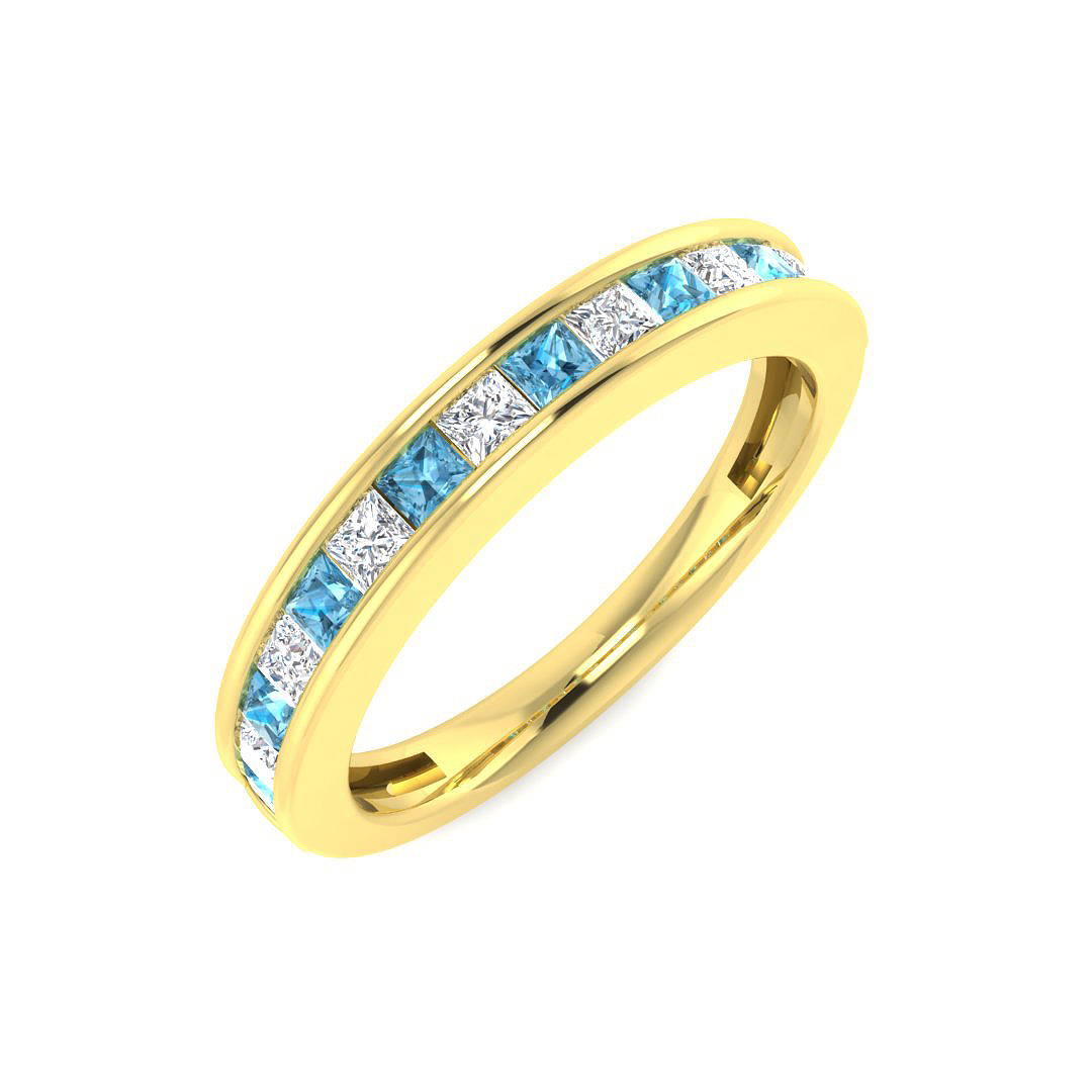 Rhola Blue Topaz Channel  Engagement Ring