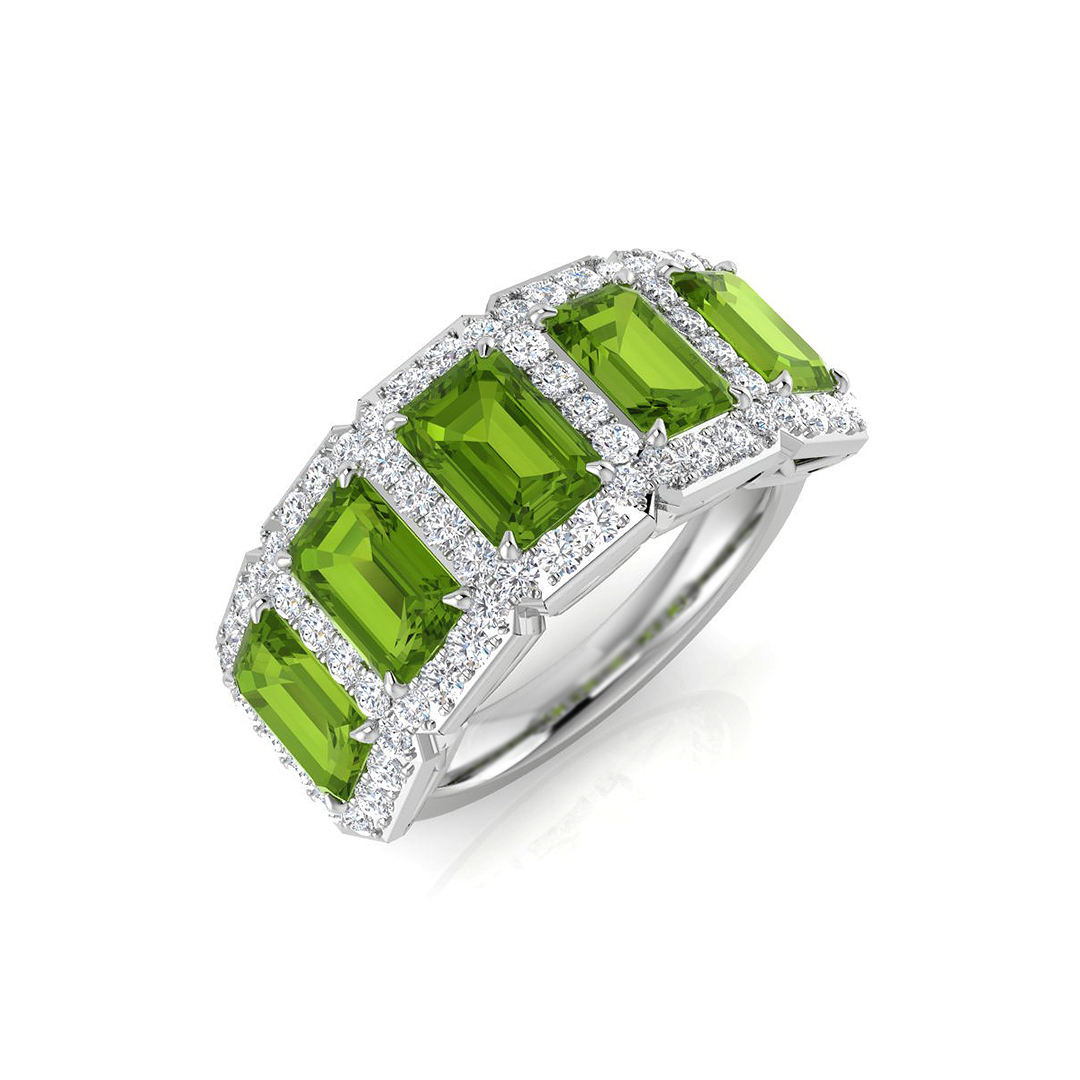 Adrinal Peridot Prong set  Diamond Ring