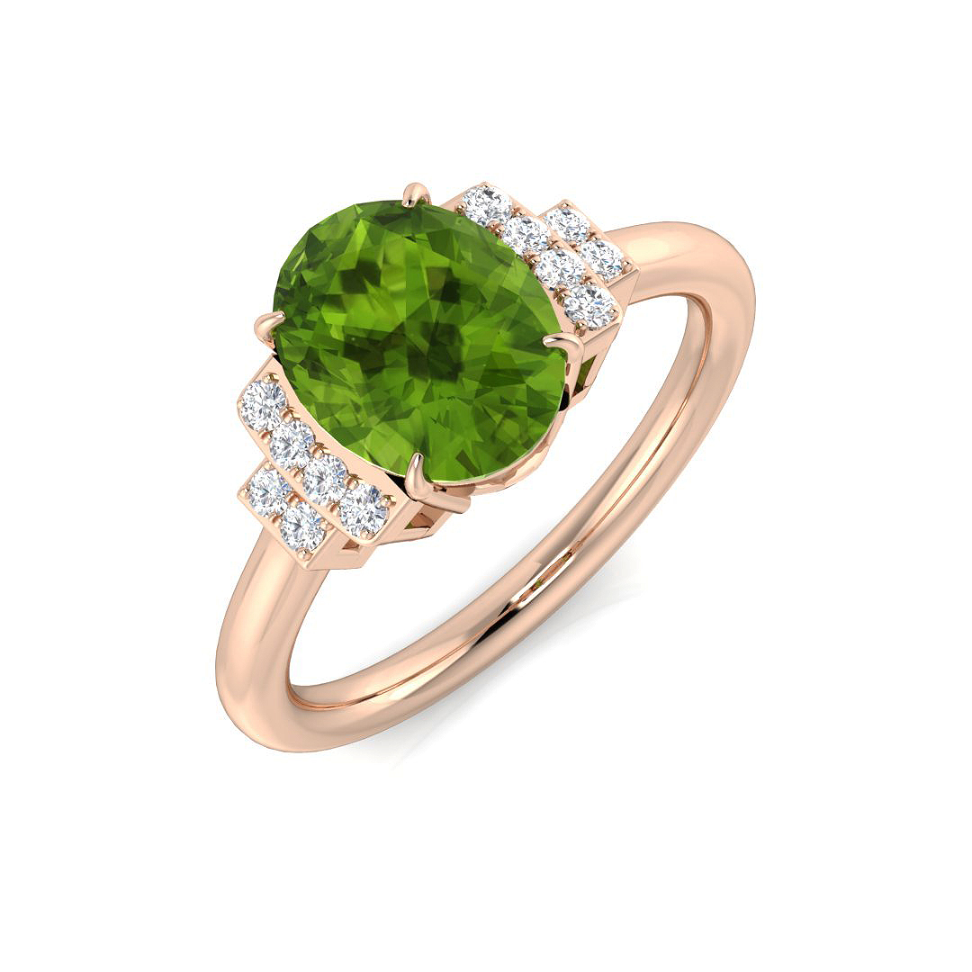 Androna Peridot 4 Prong  Diamond Ring