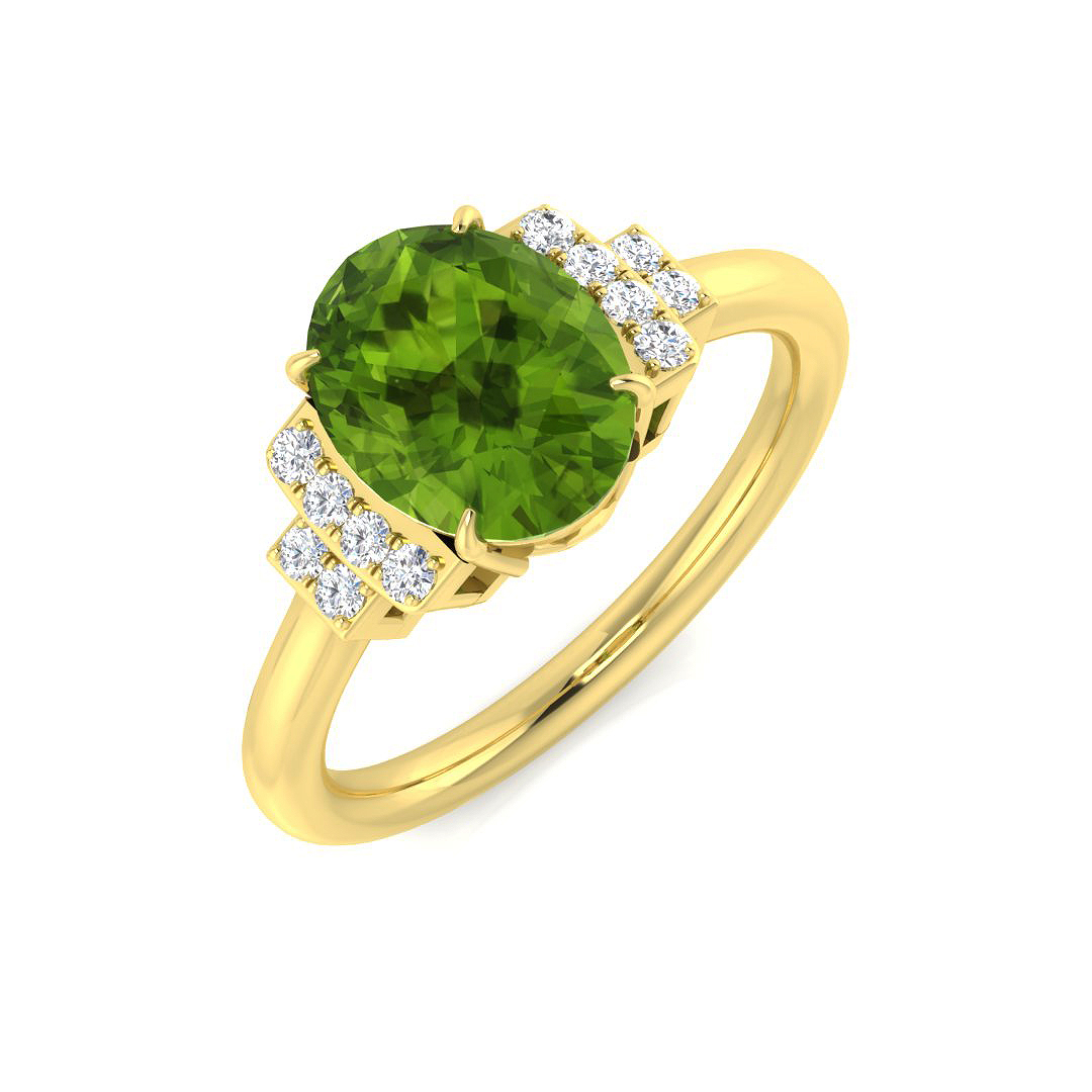 Androna Peridot 4 Prong  Diamond Ring
