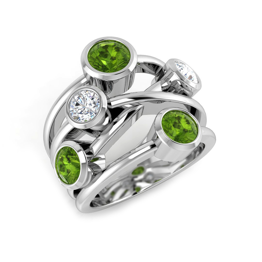 Jenovane Round cut Bezel Set  Peridot Gemstone