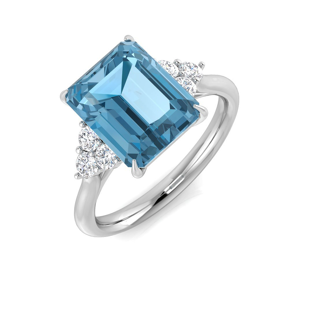 Wennaisa Blue Topaz Platinum 4 Prong 