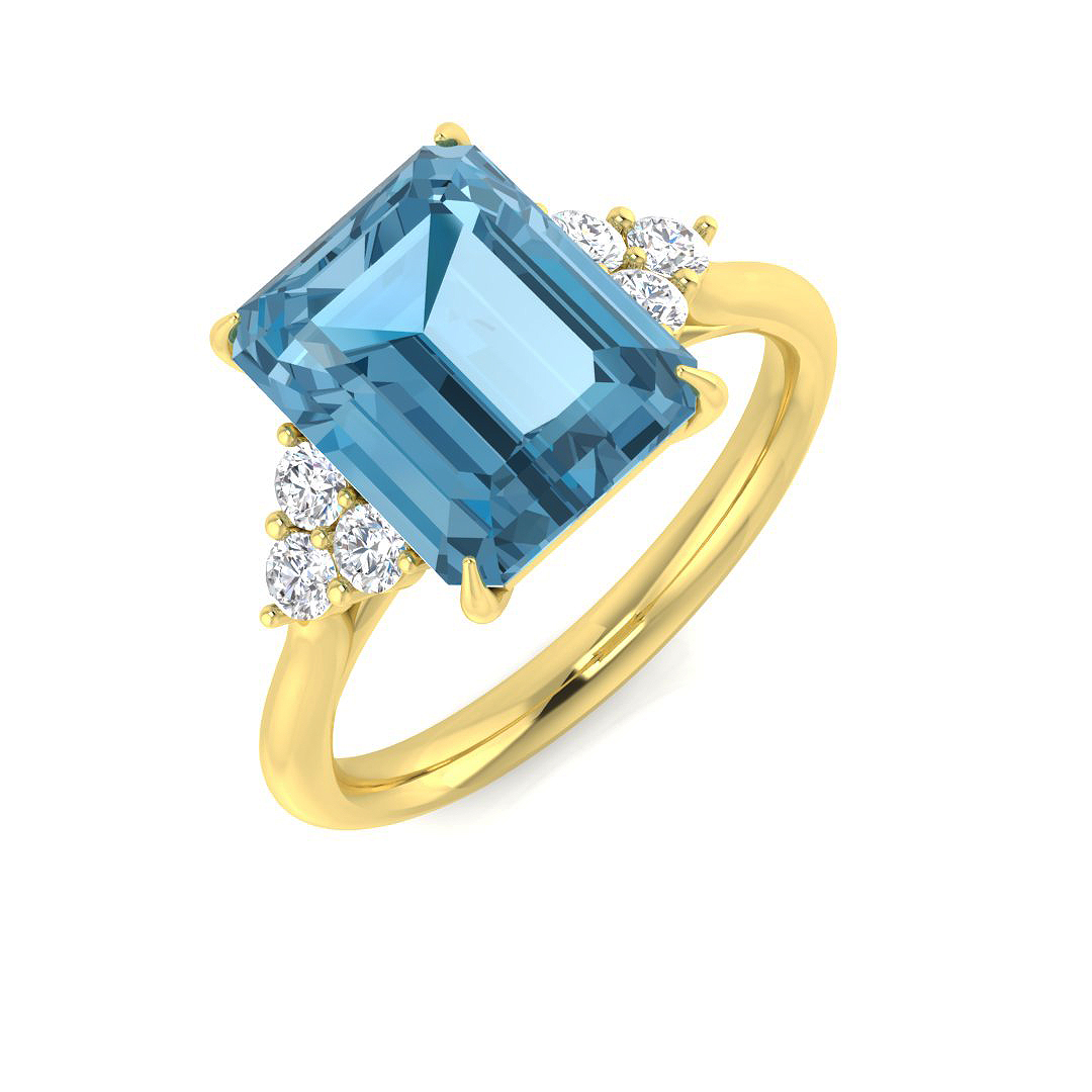 Wennaisa Blue Topaz Yellow Gold 4 Prong 