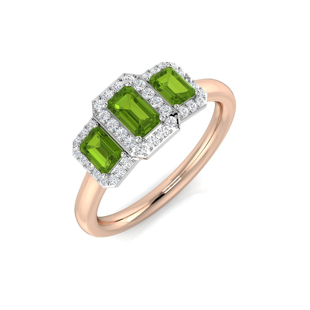 Ellry Peridot Prong set  Diamond Ring