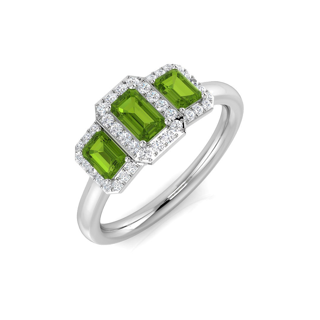 Ellry Peridot Prong set  Diamond Ring