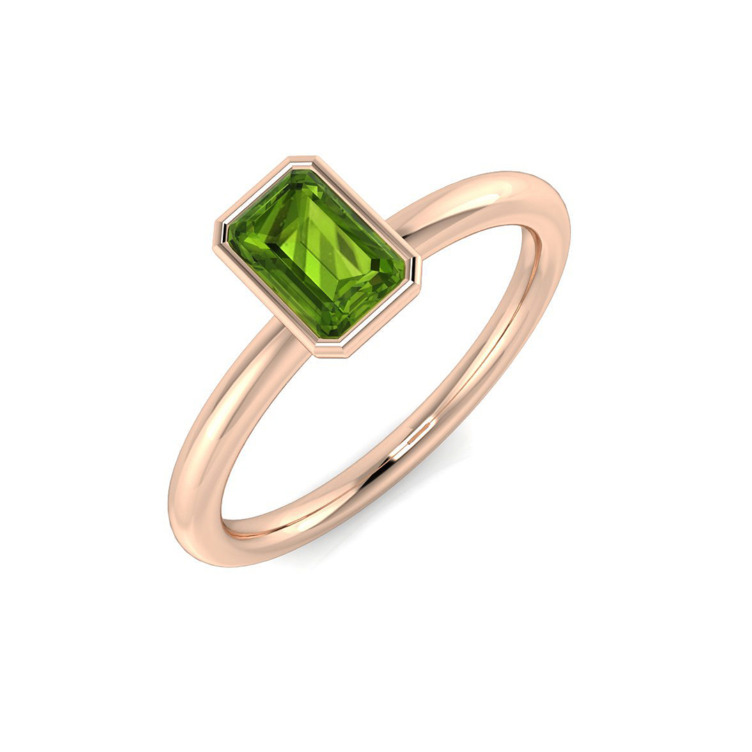 Alverna Peridot Bezel set  Diamond Ring