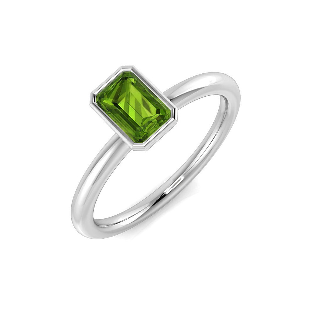 Alverna Peridot Bezel set  Diamond Ring