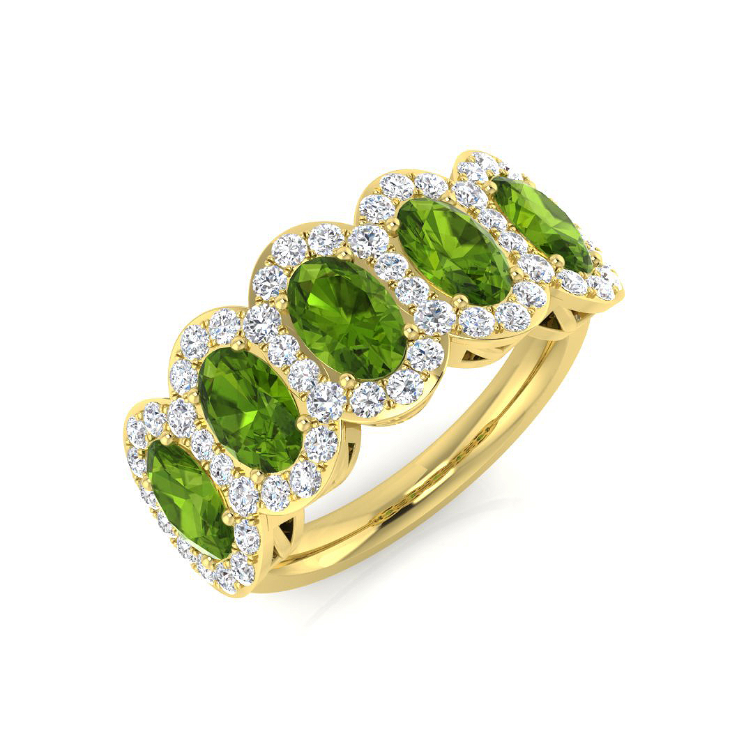 Andronna Peridot 4 Prong  Diamond Ring