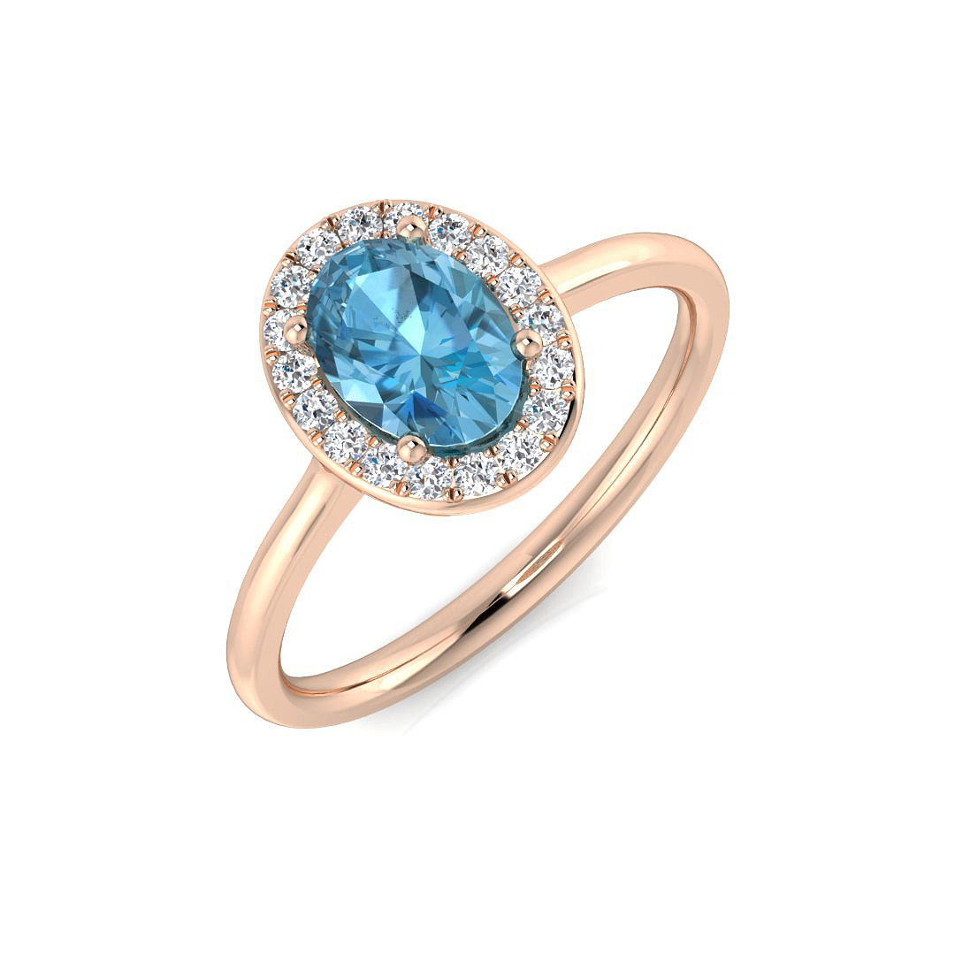 Lizza Blue Topaz Rose Gold 4 Prong 