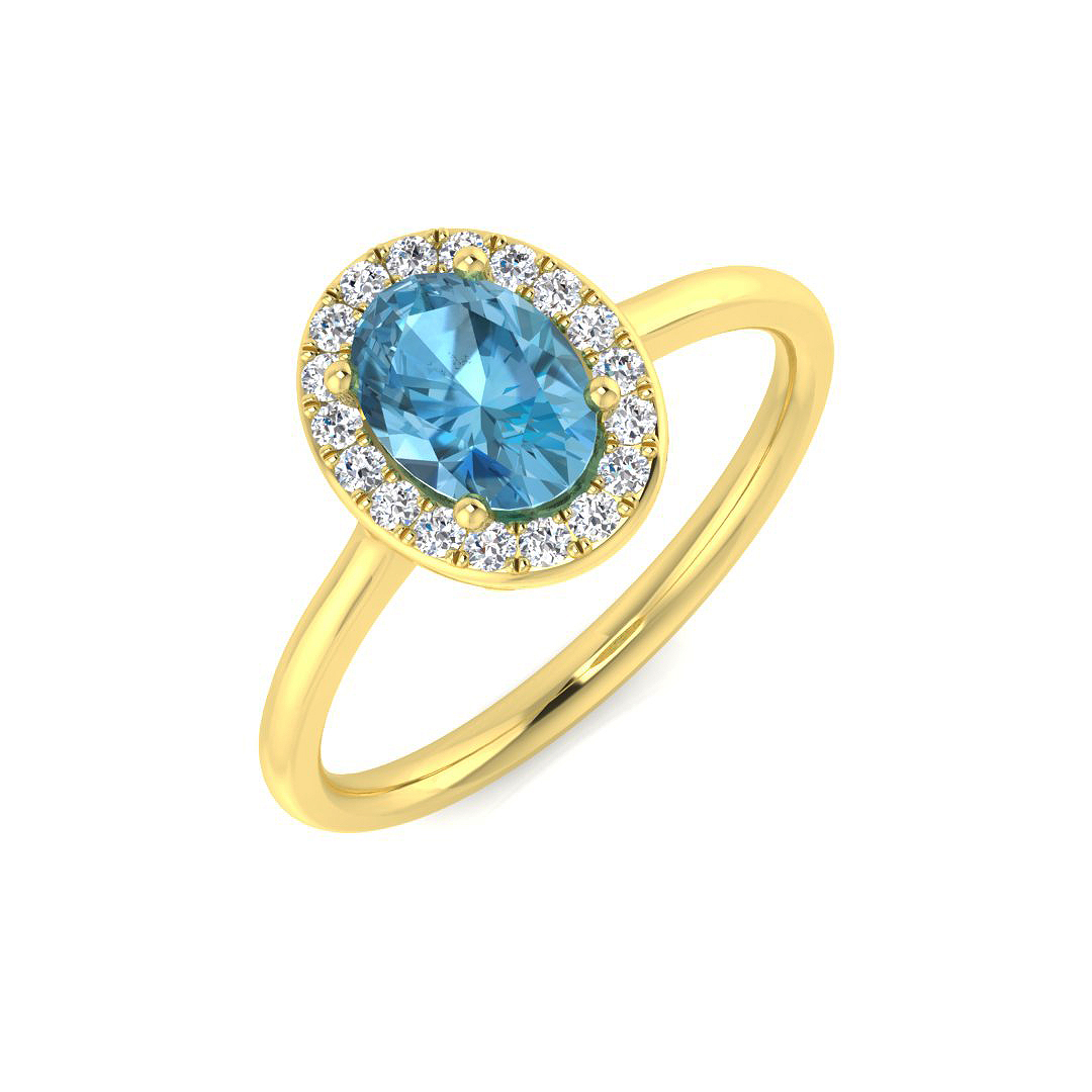 Lizza Blue Topaz Yellow Gold 4 Prong 