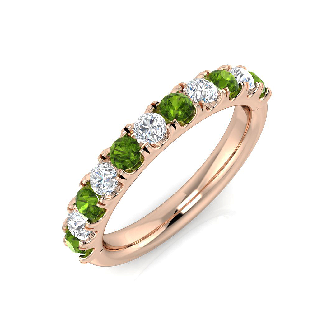 Ellryna Peridot Rose Gold Shared Prong Set  Diamond Ring