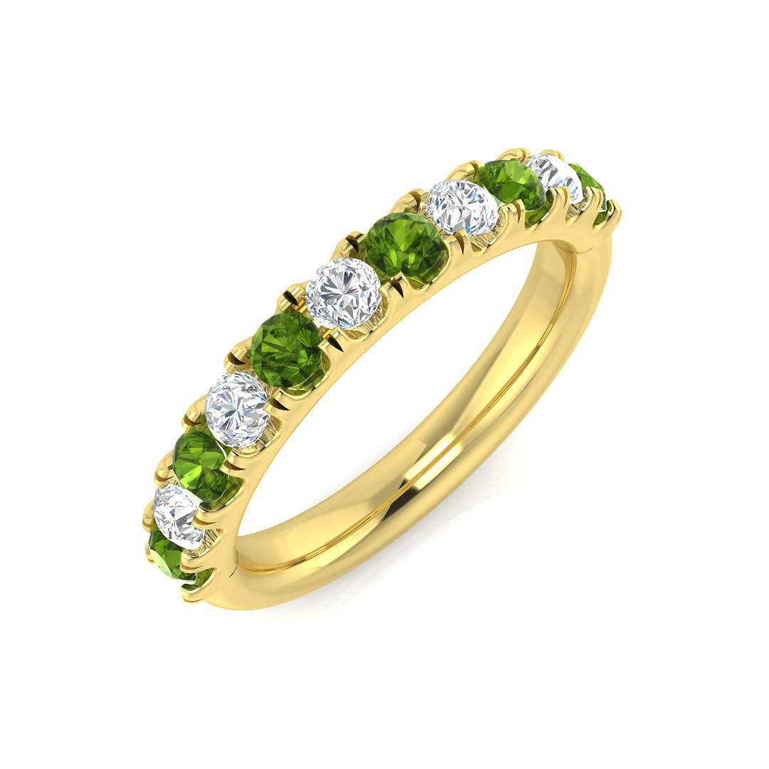 Ellryna Peridot Yellow Gold Shared Prong Set  Diamond Ring