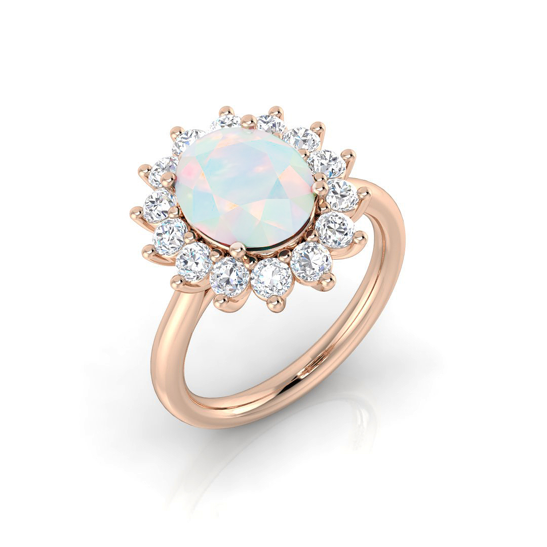 Earlina Rose Gold Prong set Opal Gemstone