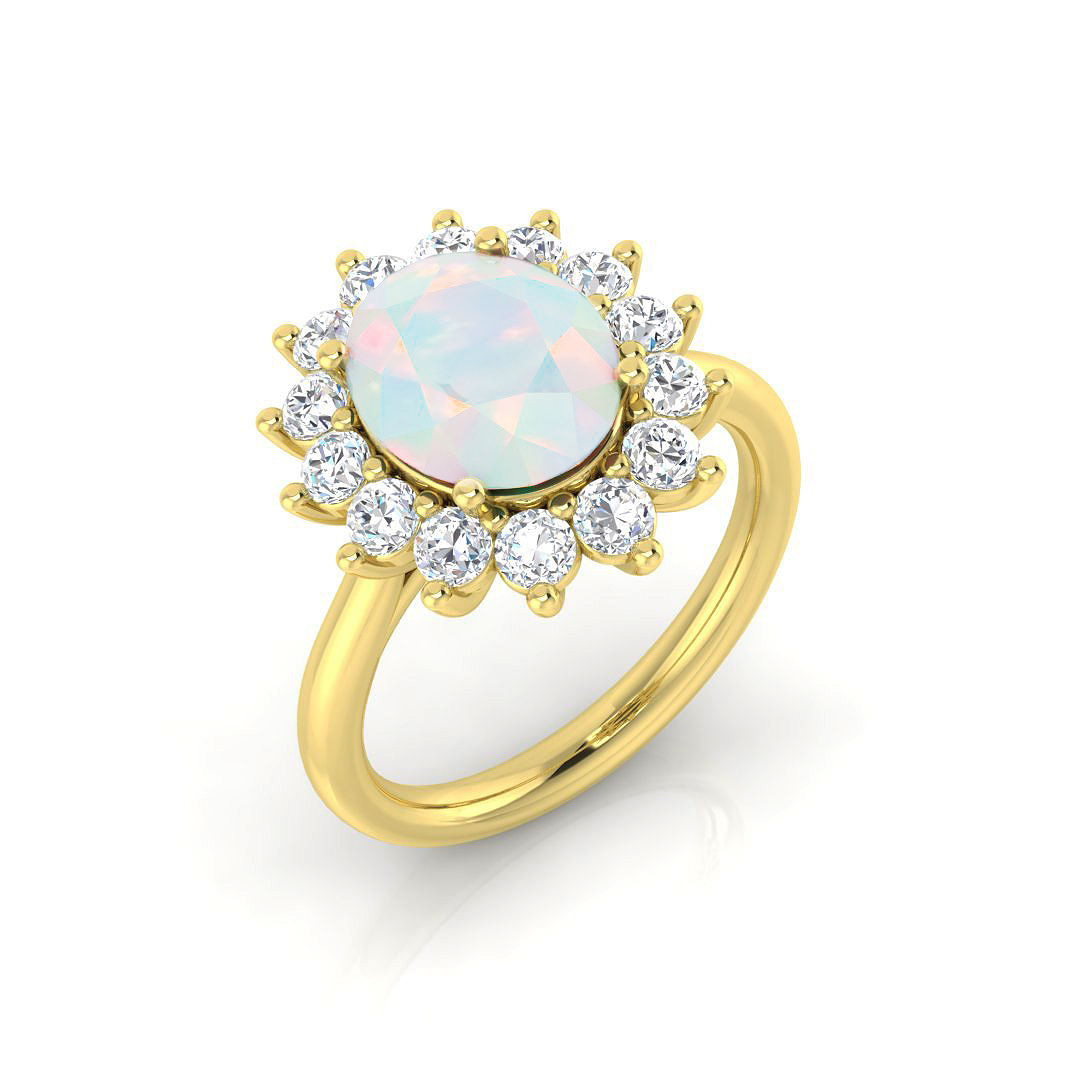 Earlina Yellow Gold Prong set Opal Gemstone
