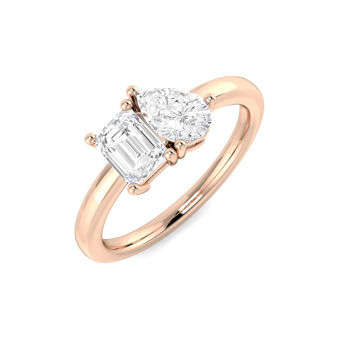 Veila Natural Rose Gold Prong Set Toi Et Moi Diamond Ring