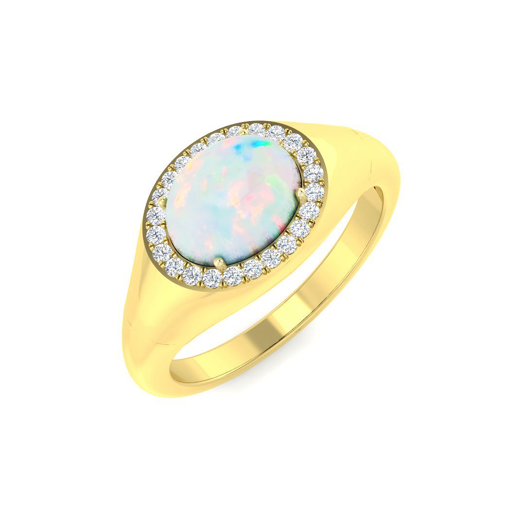Fraistlin Yellow Gold Claw Set Opal Gemstone
