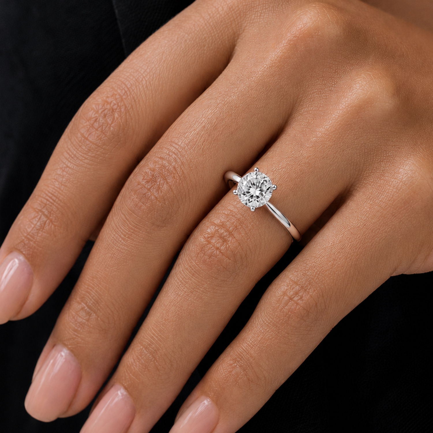 Nora 1.00ct Round Cut Moissanite Solitaire Engagement Ring | Sunshine Diamonds