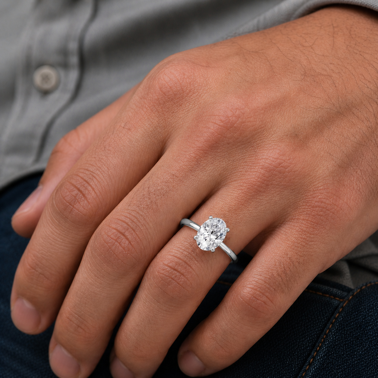 Daisie Oval Cut 4-Prong Diamond Solitaire Engagement Ring | Sunshine Diamonds