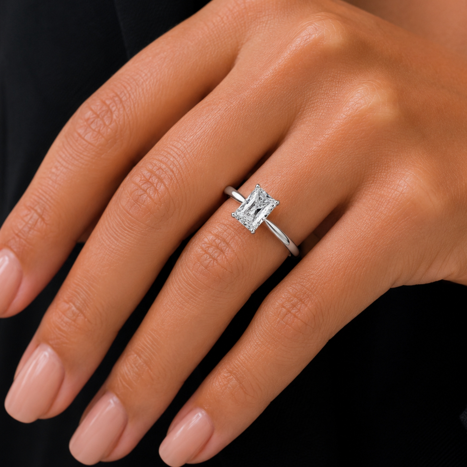 Roiana 4 Prong 1.00ct Radiant Cut Solitaire Moissanite Ring | Sunshine Diamonds