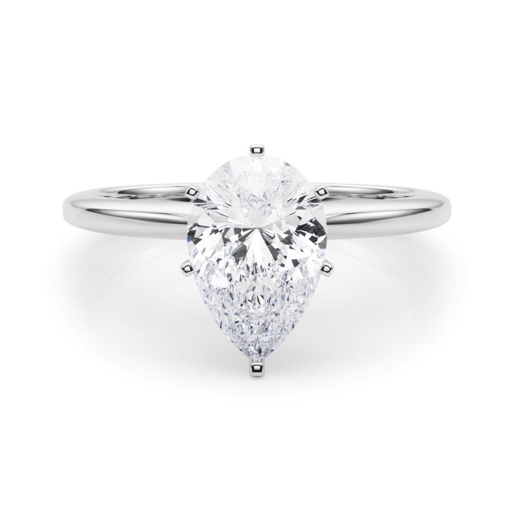 Dea 6 Prong 1.00ct Pear Cut Solitaire Moissanite Ring