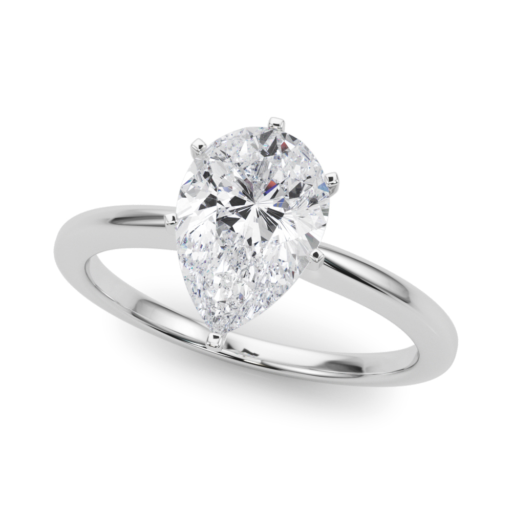 Dea 6 Prong 1.00ct Pear Cut Solitaire Moissanite Ring | Sunshine Diamonds