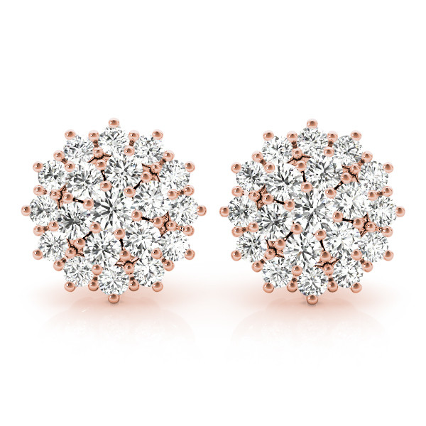 0.26 Ct Lab-Created Round Cut Dorothy Cluster Diamond Earrings in Silver 925