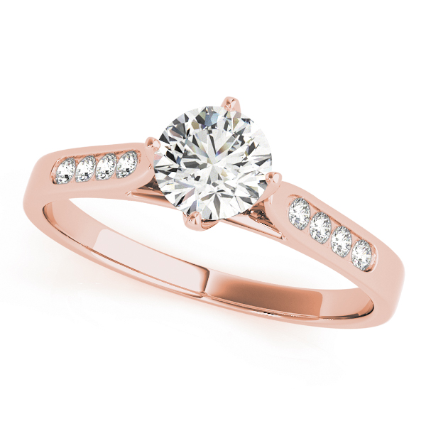 Zack Natural Diamond Rose Gold 4 Prong Setting Side Stone Engagement Ring