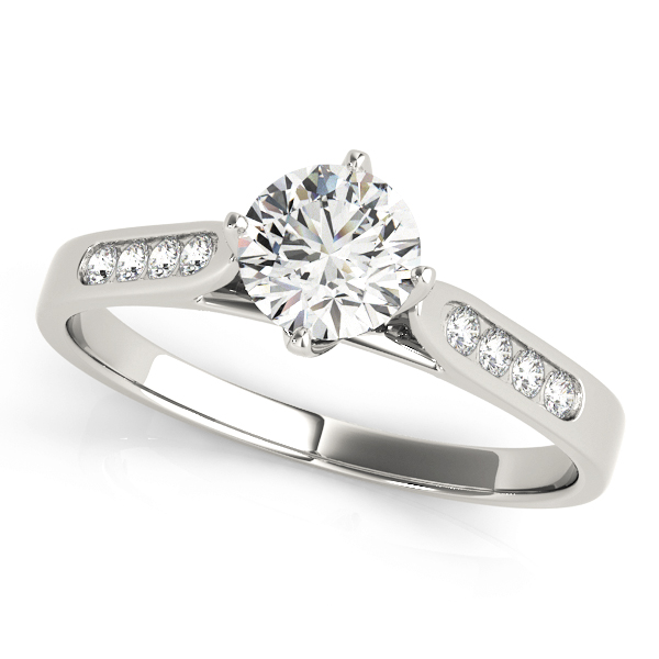 0.1 Ct Natural Diamond Round Cut Zack  Side Stone Engagement Rings in Silver 925