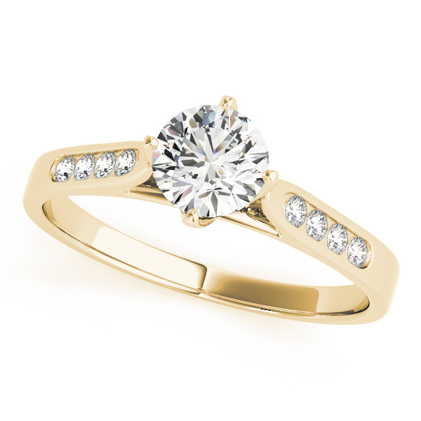 Zack Natural Diamond Yellow Gold 4 Prong Setting Side Stone Engagement Ring