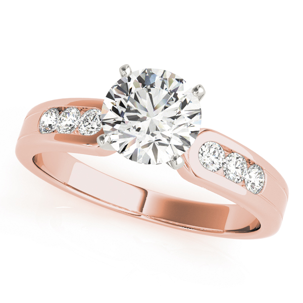 Zayan Natural Diamond Rose Gold 4 Prong Setting Side Stone Engagement Ring