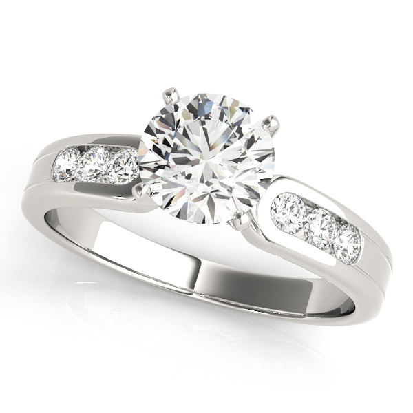 0.1 Ct Natural Diamond Round Cut Zayan  Side Stone Engagement Rings in Silver 925