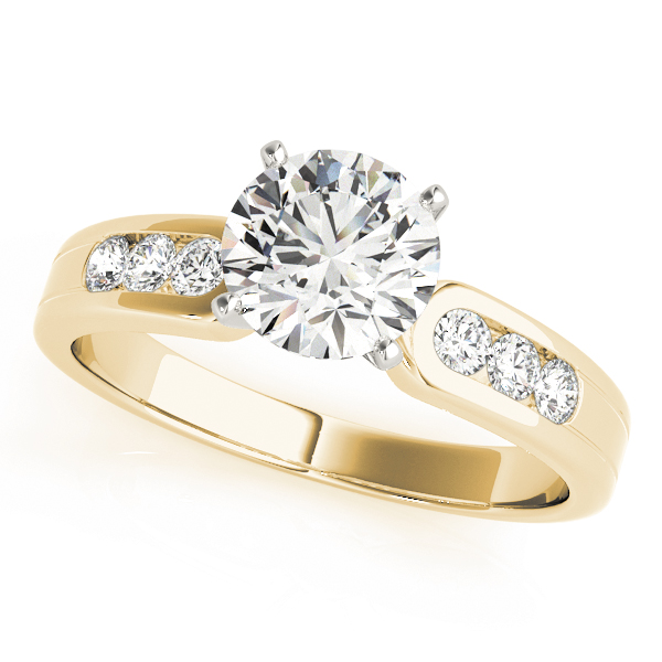 Zayan Natural Diamond Yellow Gold 4 Prong Setting Side Stone Engagement Ring
