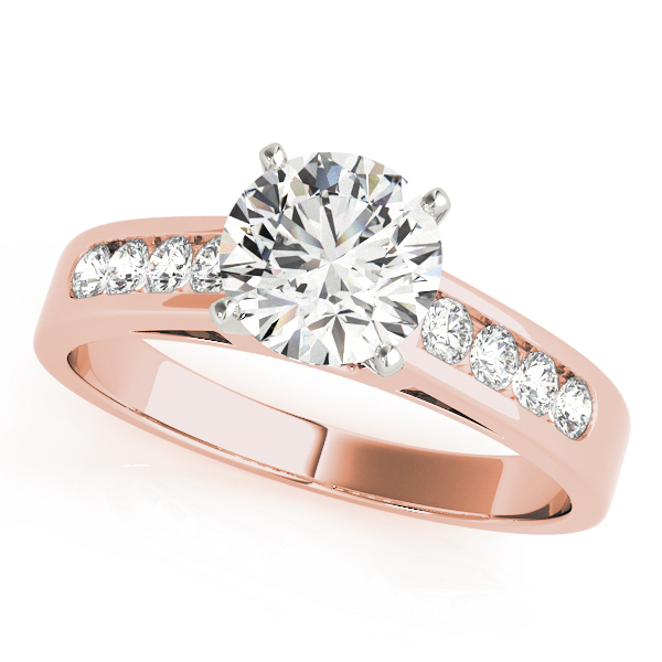 Zahra Natural Diamond Rose Gold 4 Prong Setting Side Stone Engagement Ring