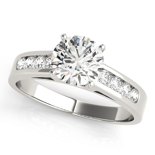 Zahra Natural Diamond Silver 4 Prong Setting Side Stone Engagement Ring